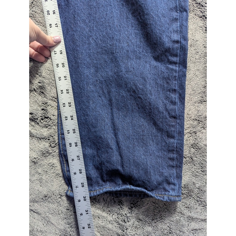 Levi's 501 Button Fly Straight Leg Jeans Men's Size 42x32 Dark Wash - Picture 10 of 15